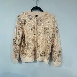 Chico's "Black Label" Sequin Bomber Jacket Size M